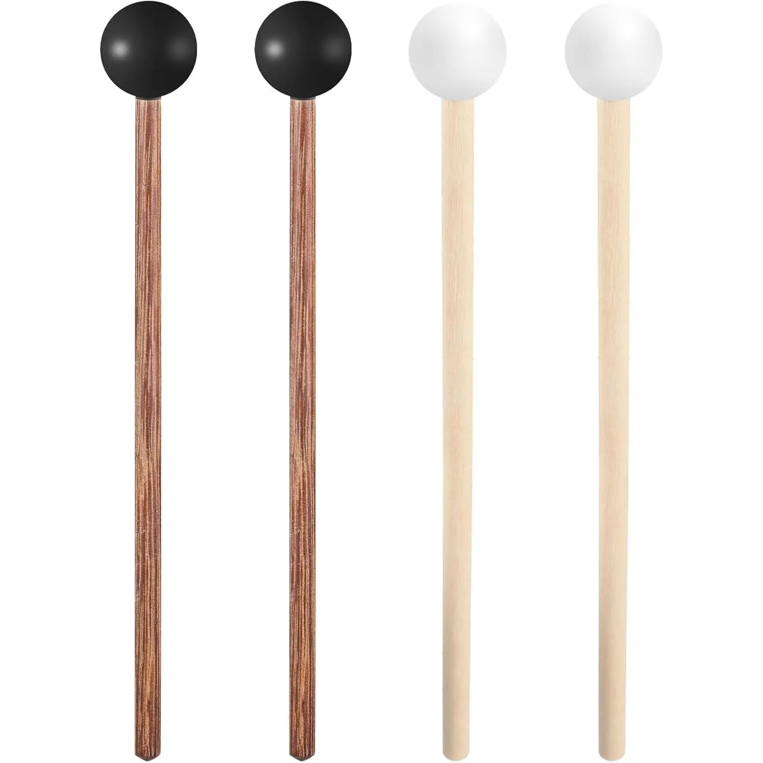 4 count Steel Tongue Drum Mallets, Xylophone Mallet, Glockenspiel Mallets, 5.6 in Rubber Percussion Mallet, 's Rubber Drumsticks, Wooden Percussion Sticks, Black & White