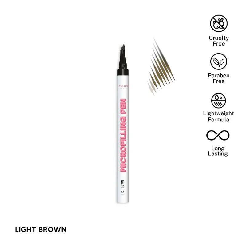Micro Filling Pen Brow - Lightweight Formula, Cruelty Free, Paraben Free, Long Lasting, Light Brown Color bottom lash Waterproof Eyebrow