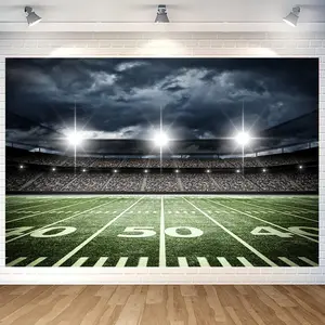2D Flat Banner Store Display for Football Field Background Wall Banner Without Power, Soccer Photography Backdrop for Super Bowl Party Decorations