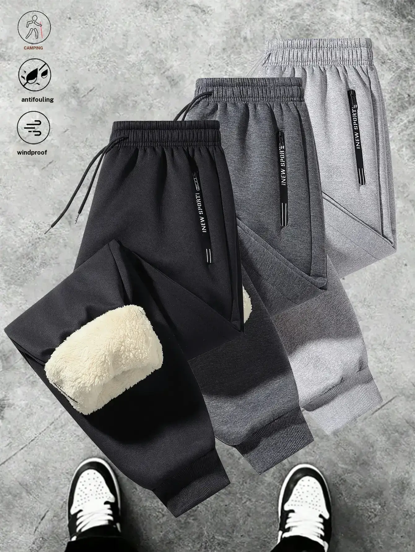 Men's Three Stripe Jogger Pants with Drawstring Waistband, Side Zipper, Fleece Lining, Urban Commuter Workwear, Relaxed Fit with Elastic Waistband and Ankle Cuffs, Fleece Lined Training and Gym Apparel tiktokshopspringglowup