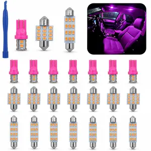 24PCS LED Car Ambient Light Kit, T10 31mm 41mm Festoon Bulbs, Universal Replacement for Map, Dome, Trunk Lights
