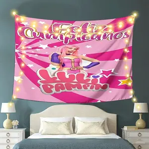 1 piece of Luli Pampin peach skin wall hanging with a background, suitable for the living room, bedroom, 3-piece horizontal wall art for party backgrounds, Funny Tapestry, and a fashionable gift for birthdays, Christmas, and Halloween Decor