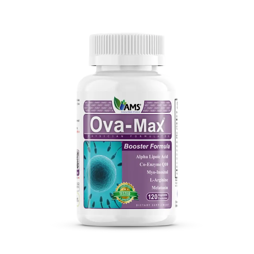 America Medic & Science OVA-Max Women's Prenatal Supplement for Ovarian Support & Hormonal Balance with Myo-Inositol, CoQ10, Antioxidant Defense & Folate, 120 Vegan Capsules, Healthy, Vitamins And Minerals