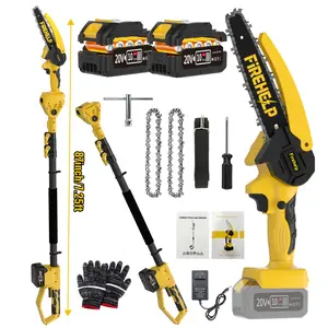 2-in-1 Cordless Pole Saw&Chainsaw Kit, Telescopic Foldable Pruning Saw, 8.7FT/6.5FT Extension Pole, Sharp Chain, Long Battery Life, Sturdy & Lightweight, Ergonomic Handle, Ideal For Tree Trimming, Gardening&Landscaping, Portable Outdoor Cutting Tool