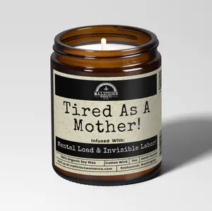 Tired As A Mother Candle – 9oz Soy Wax Candle for Stress Relief, Self-Care & Relaxation Gift