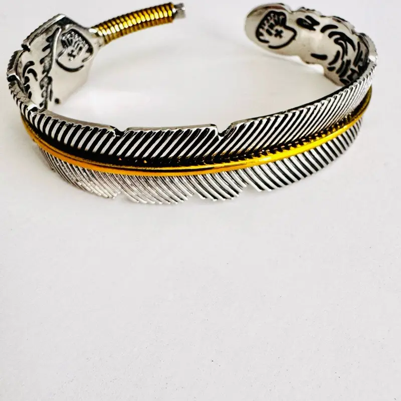 Silver Feather Cuff Bracelet | Adjustable Boho Western Jewelry Unisex