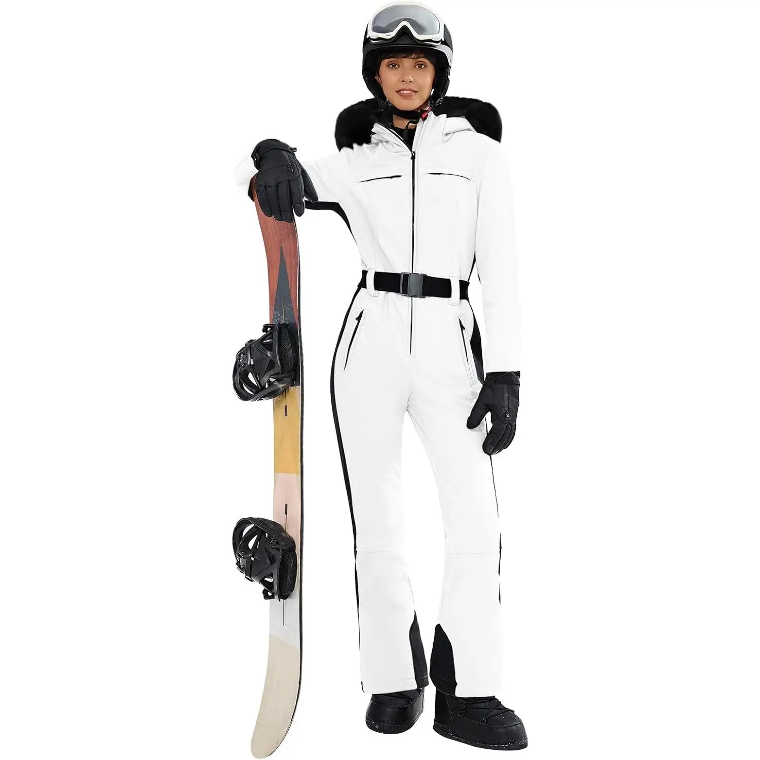 Yousify Womens Ski Suit One Piece Snowsuit Onesie Waterproof Windproof Ski Jacket Snowboard Sports Slim Jumpsuits Outerwear Sportswear Womenswear