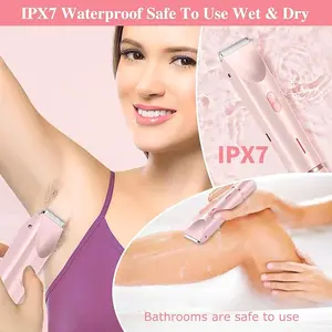 2 in 1 Electric Lady Shaver, Dual Head Bikini Trimmer for Women Shaver, Comfort Electric Shaver for Underarm Leg Arm Body Face Hair, Pink