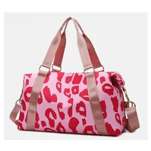 Women's Black & White Leopard Print Duffel Bag, Vintage Y2K Crossbody Shoulder Bag, Casual Travel & Everyday Use Bag