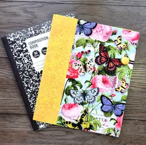 Chic Brico Fabric Covered Hardcover Notebook Composition Book Cover - Butterflies and Flowers