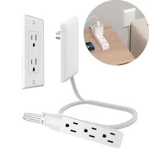 Ultra Thin Flat Plug Extension Cord  – Power Strip Socket with 3 Outlets, Outlet Concealer, Space Saving Wall Hugger for Behind Furniture & Small Spaces, Child Safe, Power Socket Extender Power Socket Expander