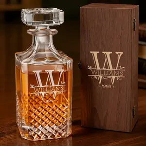 Personalized Engraved Whiskey Decanter – Custom Name & Year | Gift for Him, Dad, Husband | Premium Bar Set