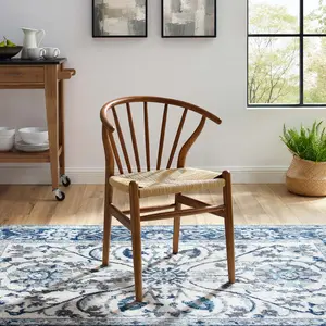 Modway Flourish Spindle Wood Dining Side Chair in Walnut
