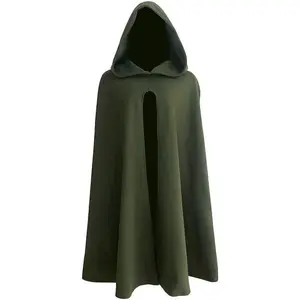 Green medieval men's hooded cape Renaissance wizard themed Halloween costume tikTokShopRAIMENTRY