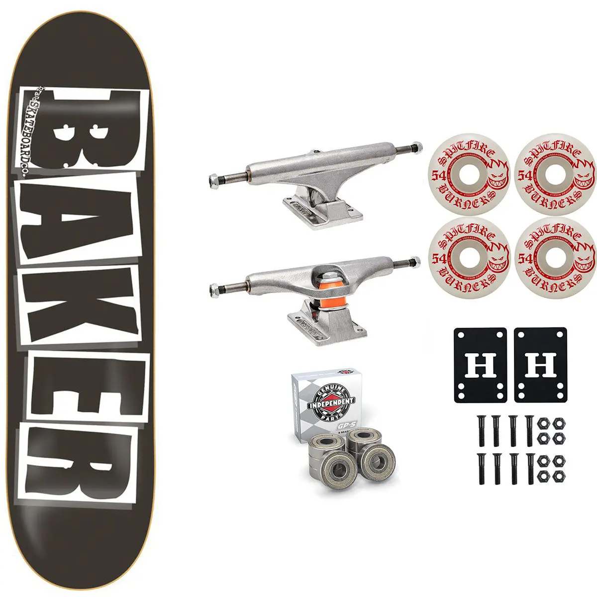 Baker Skateboard Black/White OG Shape 8.0" Independent Spitfire Premium Kit