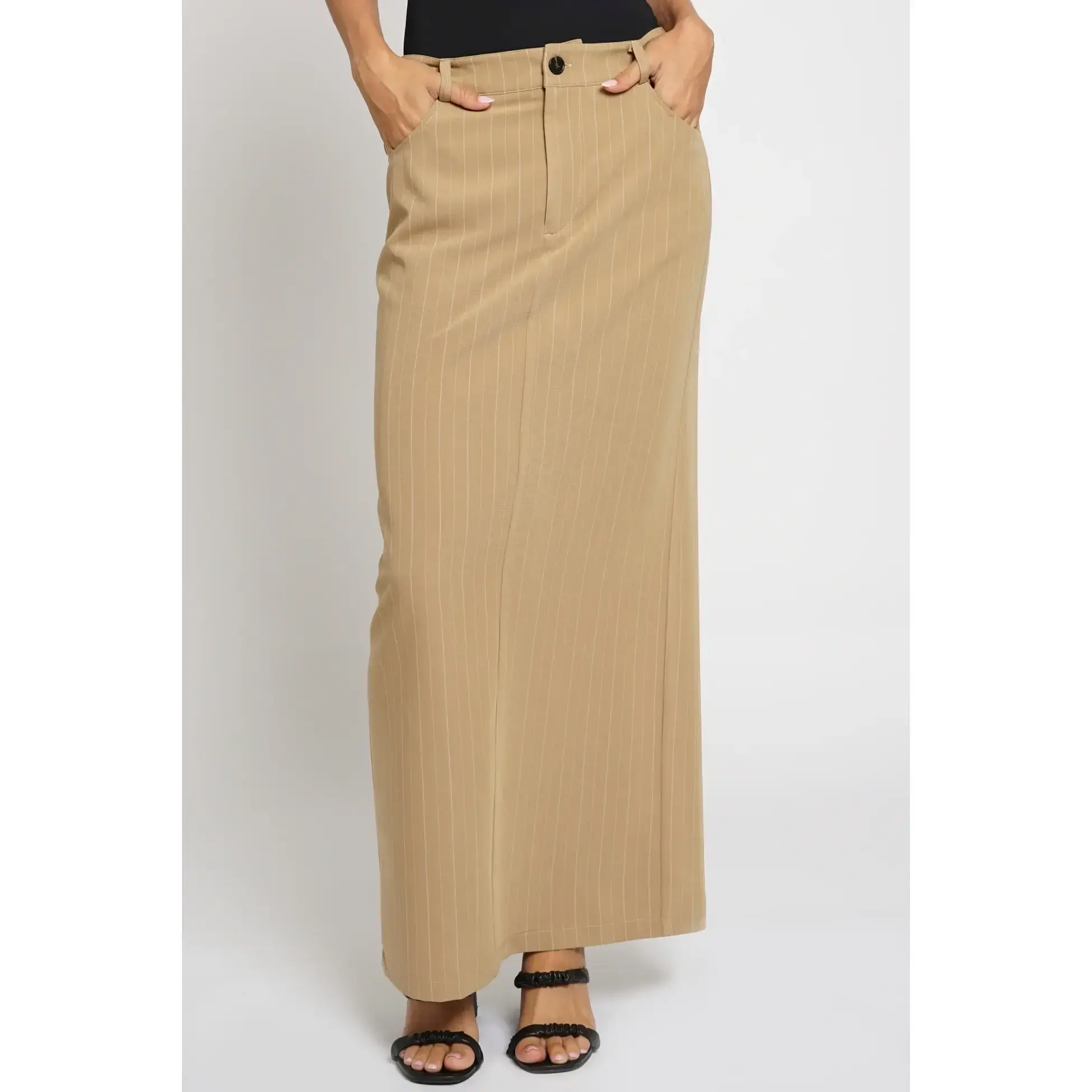 Women's Pinstriped Maxi Skirt - GSS1092