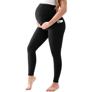 Walifrey Women's Maternity Leggings with Pockets Over The Belly,Pregnancy Yoga Pants Activewear Workout Leggings