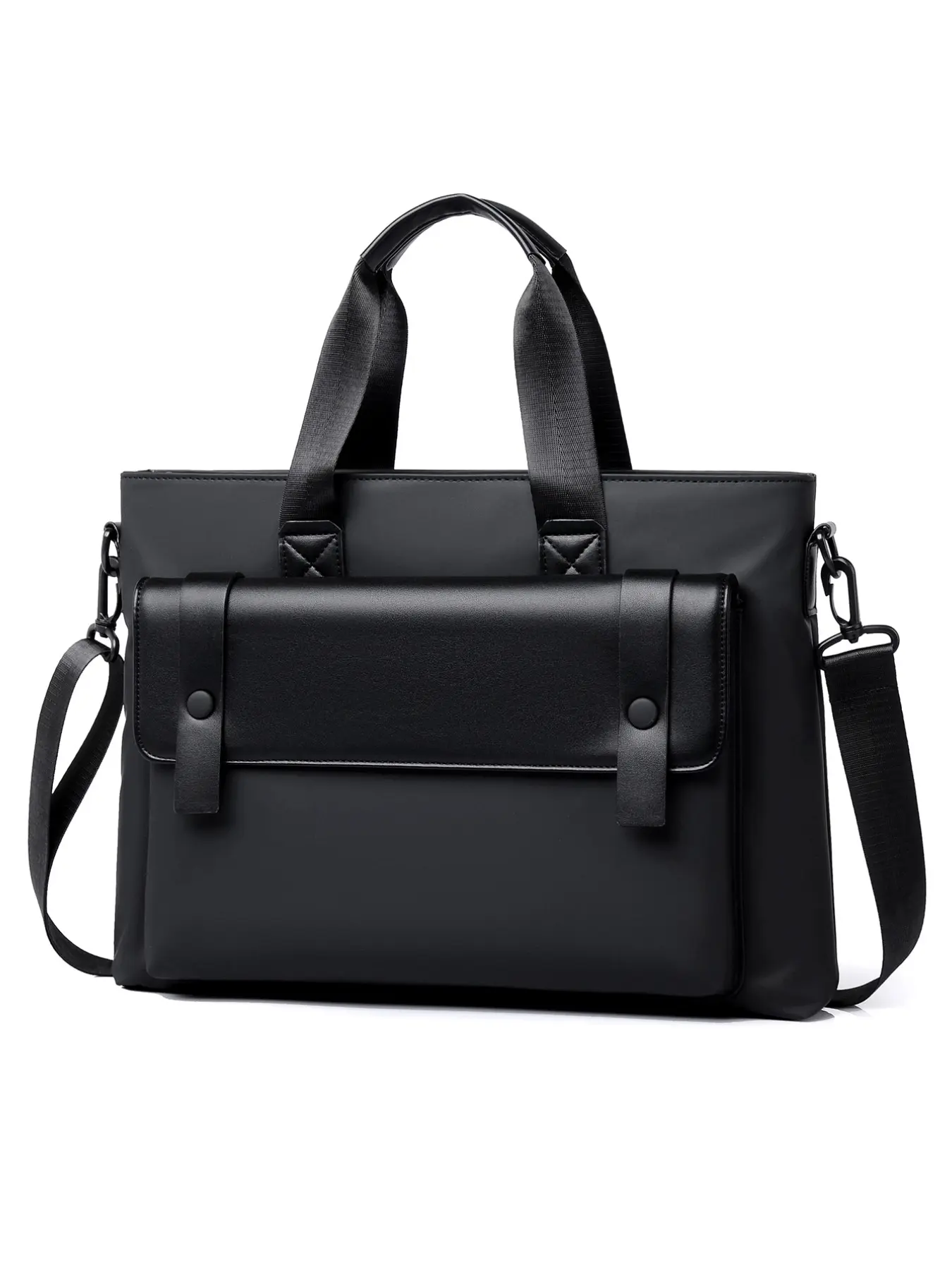 Men's Large Capacity PU Briefcase, Commuter Business Bag with Detachable Shoulder Strap, Fashionable Anti-Shock Laptop Case