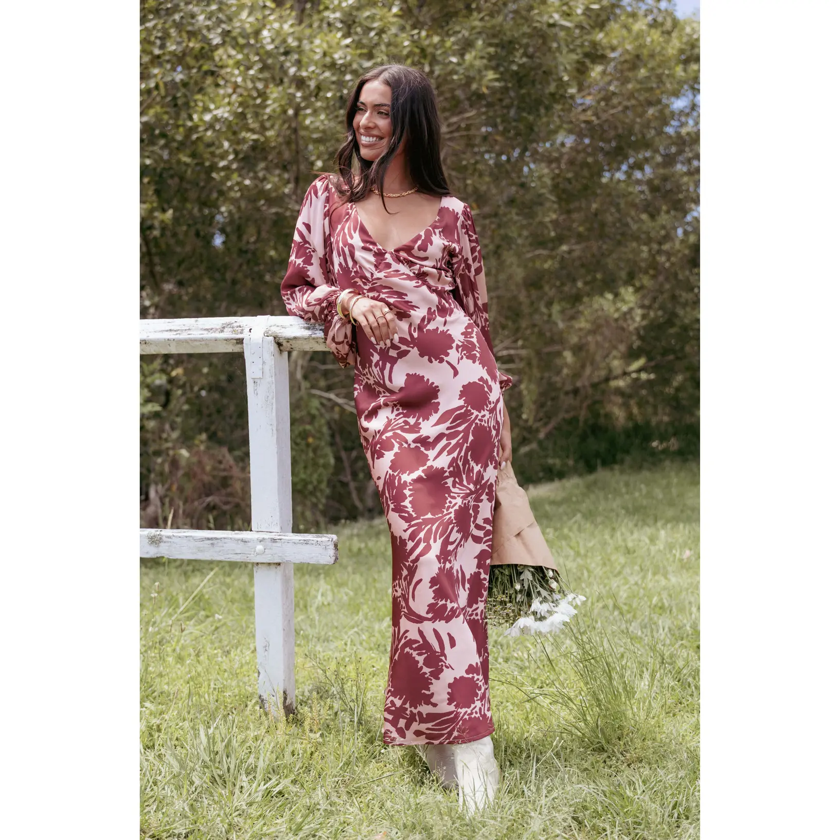 Varly Long Sleeve Dress - Pale Burgundy