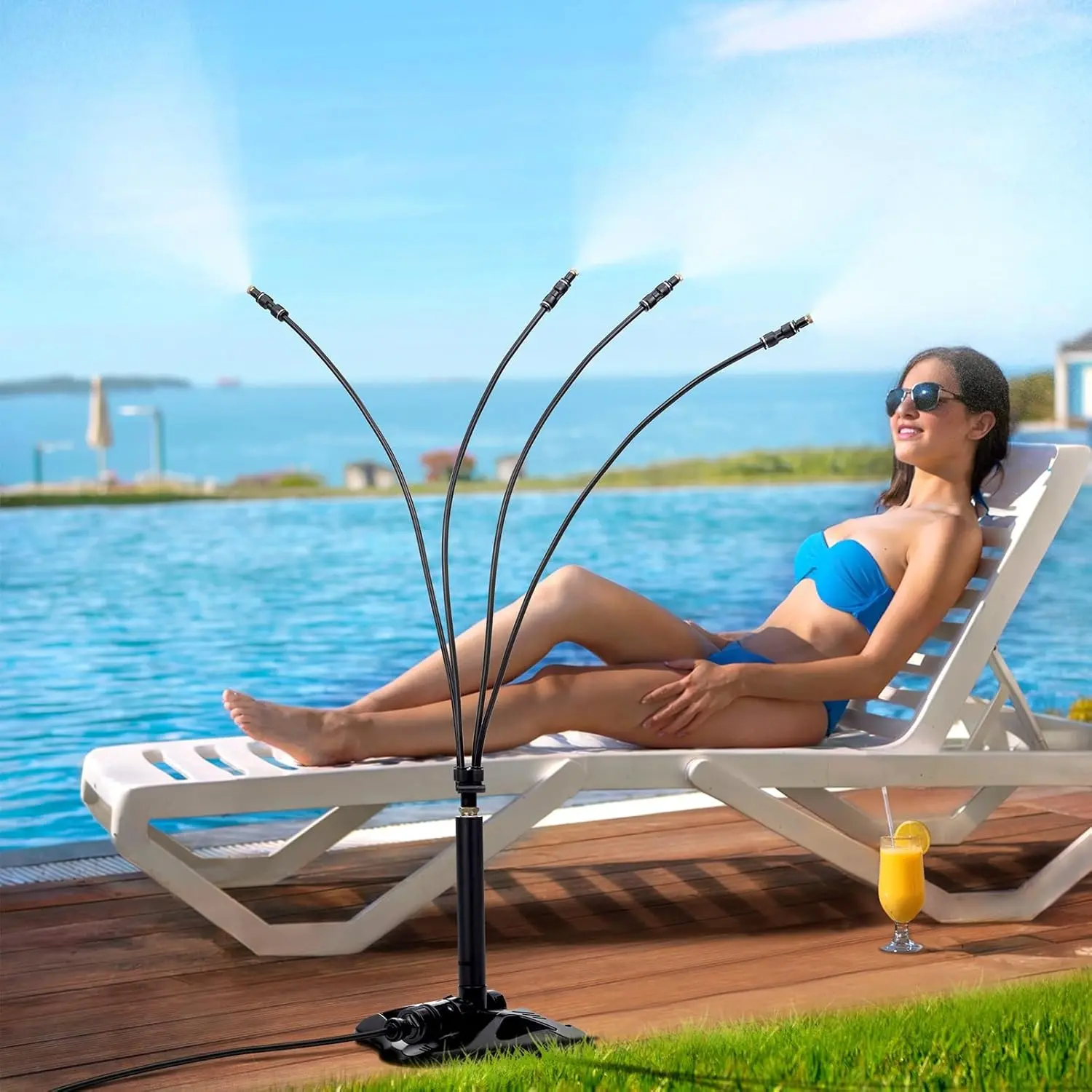 Standing Misters for Outside Patio Portable Misting System for Cooling Outdoor  Stand Mist Line Water Sprinklers Patio Mister for Garden Backyard BBQ Party Pool Beach