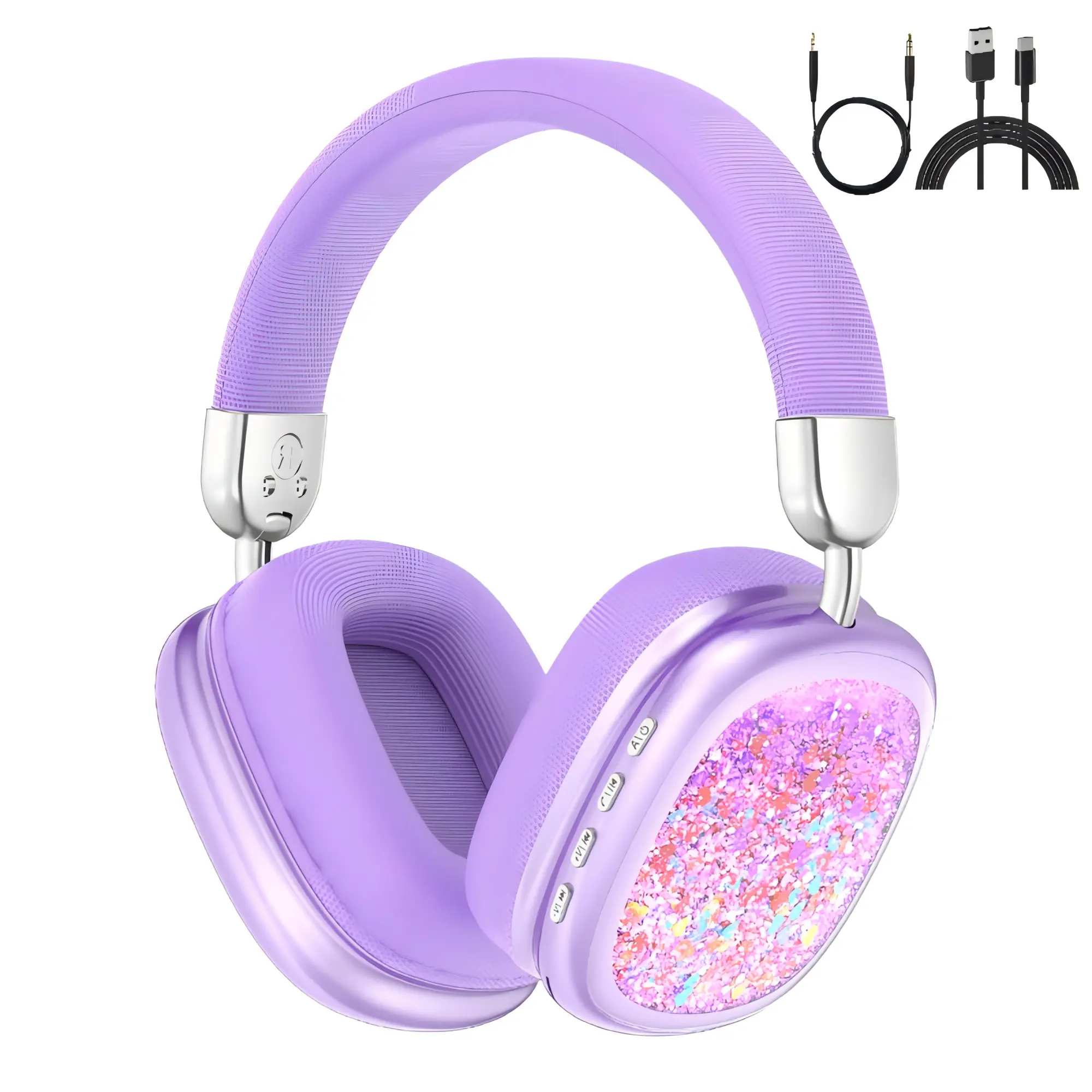 High Quality Wireless Bluetooth 5.3 Over-Ear Headphones - Foldable Quicksand Design, Low Latency Audio, Cable Management, Manufacturer Warranty, Long-Lasting Battery, Wireless BT Headset for Phones, Activities, Key Devices