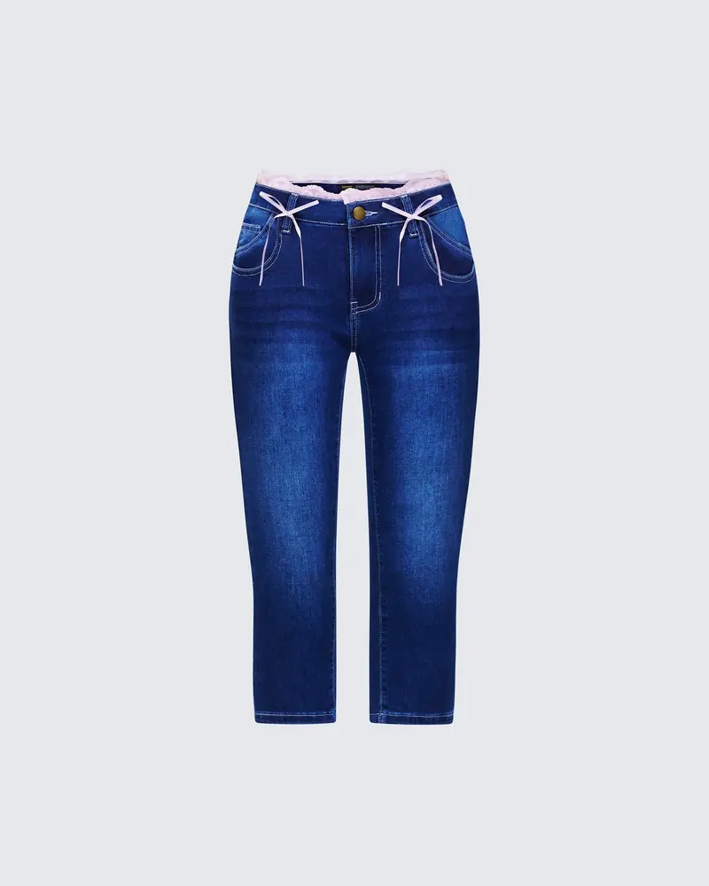 low rise lace ribbon jeans - TikTok Shop