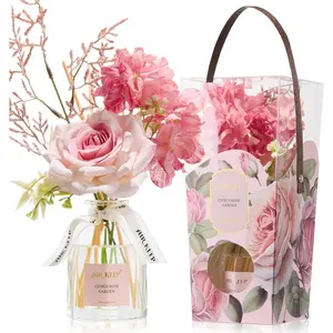 Airkeep Flower Reed Diffuser Set, Citrus Rose Garden Diffuser Gift Set,4.06 fl oz Essential Oil Sticks Diffusers for Bathroom Air Freshener, Aromatherapy Home Fragrance for Shelf Decor,Gift for Women