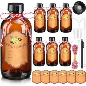 6 Pack Vanilla Extract Bottles 4 oz Homemade Glass Bottles for Vanilla Extract  Glass Jars for Syrup,,Sauce,Beans,Vanilla Extract Christmas