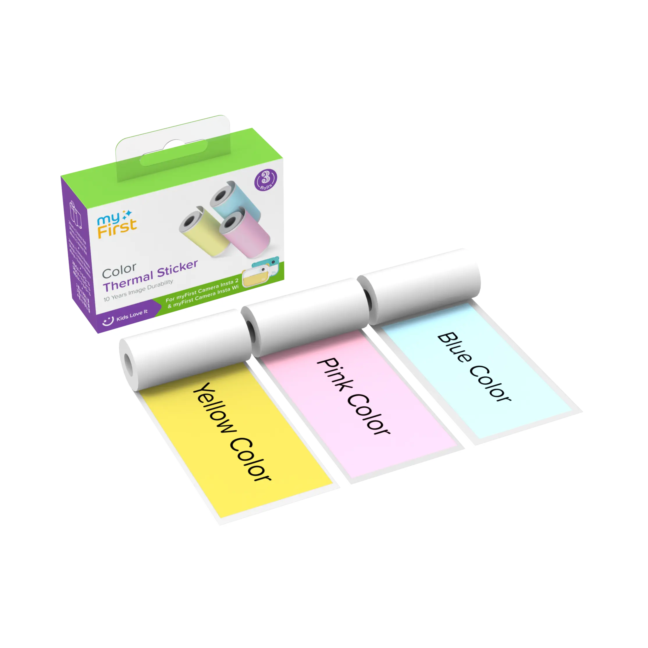 myFirst Color Thermal Sticker Refill — Pink/Blue/Yellow for Insta 2/Wi/20
