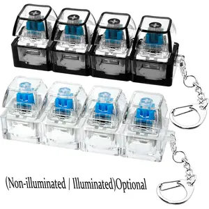 Keyboard Fidget Toy, 4-In-1 Decompression Button Keychain, Transparent Color, Non-Illuminated/illuminated Options