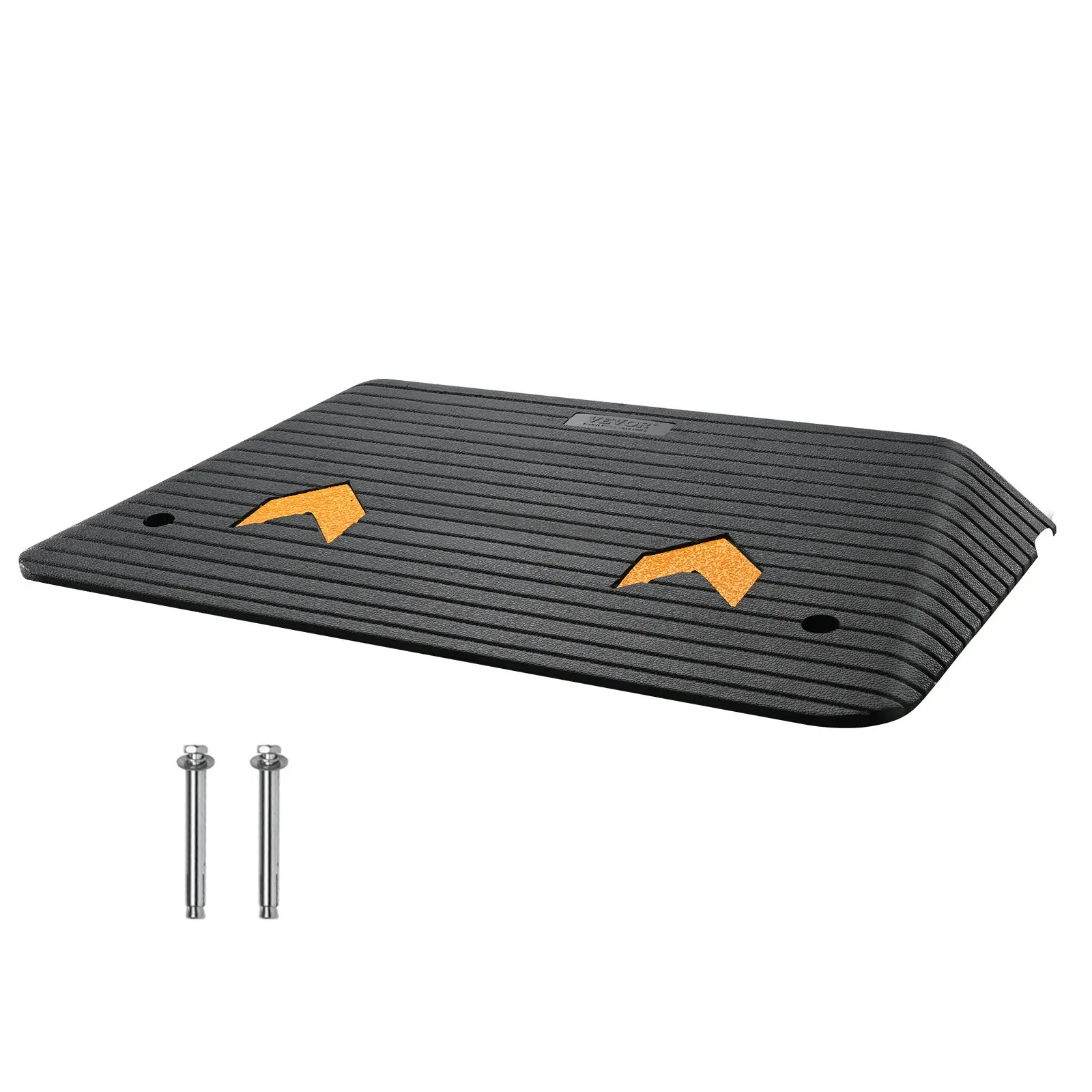 VEVOR B001 Model Upgraded Natural Rubber Entry Threshold Door Curb, 3.5" Height, 1-Channel Design, Non-Slip Textured Surface, 15-Ton Load Hold, 27.6" Wheel Fit, Beveled Edge, Expansion Screws Included for Wheelchair Users (in/cm Compatible)