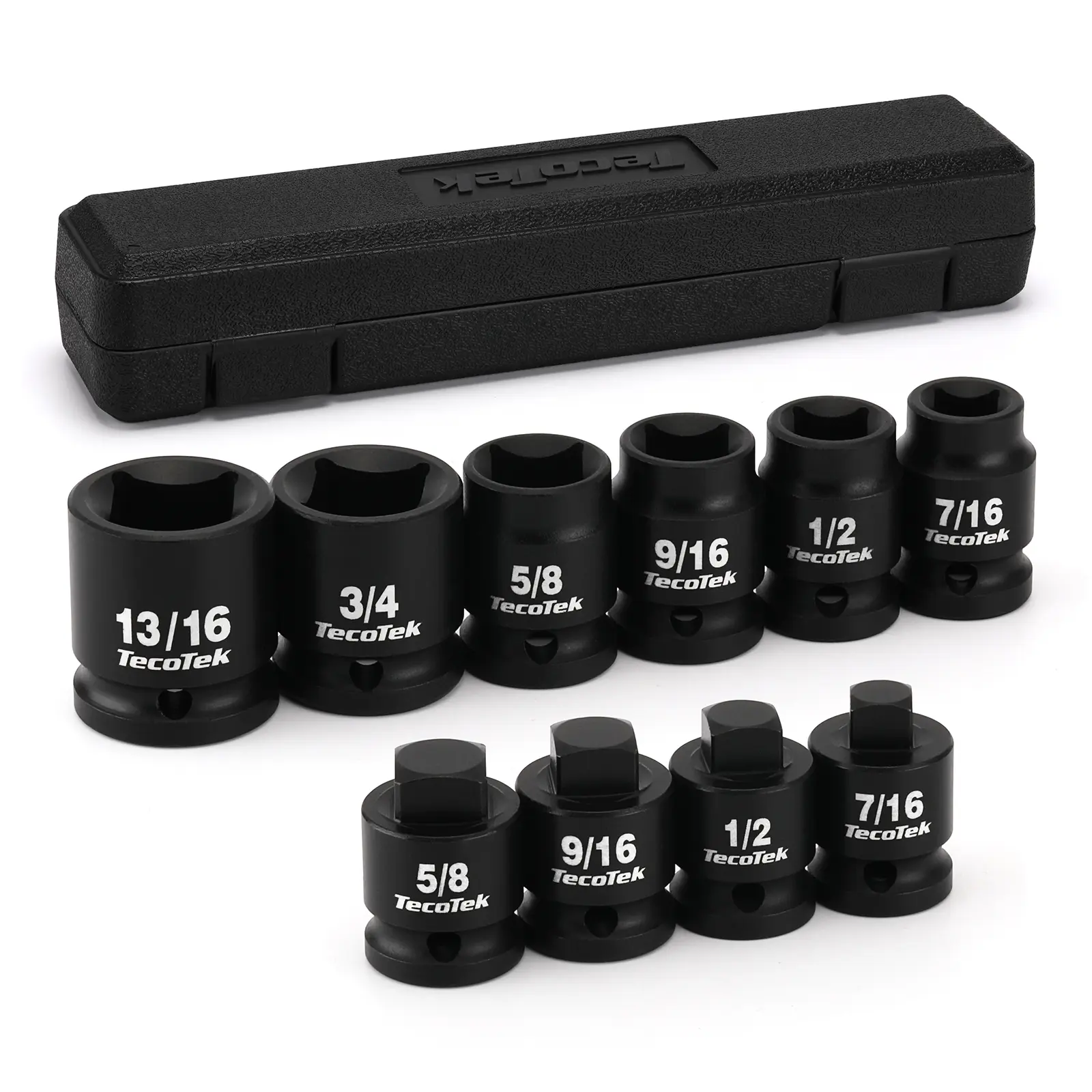 1/2" Drive Pipe Plug Socket Set, Square Drive Socket, 10-Piece, SAE, 4 Point Sockets, CR-MO, Tapered Male Square 7/16'' - 5/8'', Chamfered Female Square 7/16'' - 13/16''#
