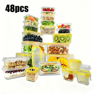 48-Piece / 24-Piece / 8-Piece Reusable Meal Prep Containers with Lids - Rectangular Space-Saving Design, Hollow Waterproof Silicone Construction, Air-Tight Seal, Freezer-Safe & Dishwasher-Safe, Suitable for Storing and Preserving Both Raw and Cooked Foods