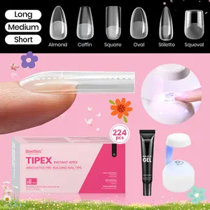 Beetles Tipex Instant Apex Nail Extension Tips Kit Almond/Coffin/Square/Oval/Stiletto/Squaoval Shape Thick Acrylic Nail Flat Nails Manicure Gel press ons Nail Art DIY Nails Art  Nail Glue Easter Nail Designs SpringVacation Nails newyearnewme valentinesday