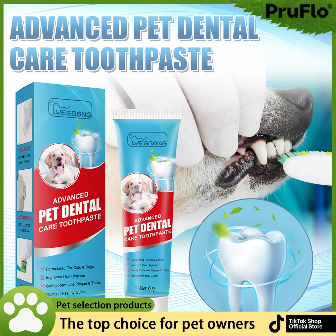 PruFlo Advanced Edible Pet Toothpaste for Dogs & Cats - Fresh Breath, Tartar Removal, Oral Hygiene Care (Dog & Cat Grooming Oral Care Supplies)