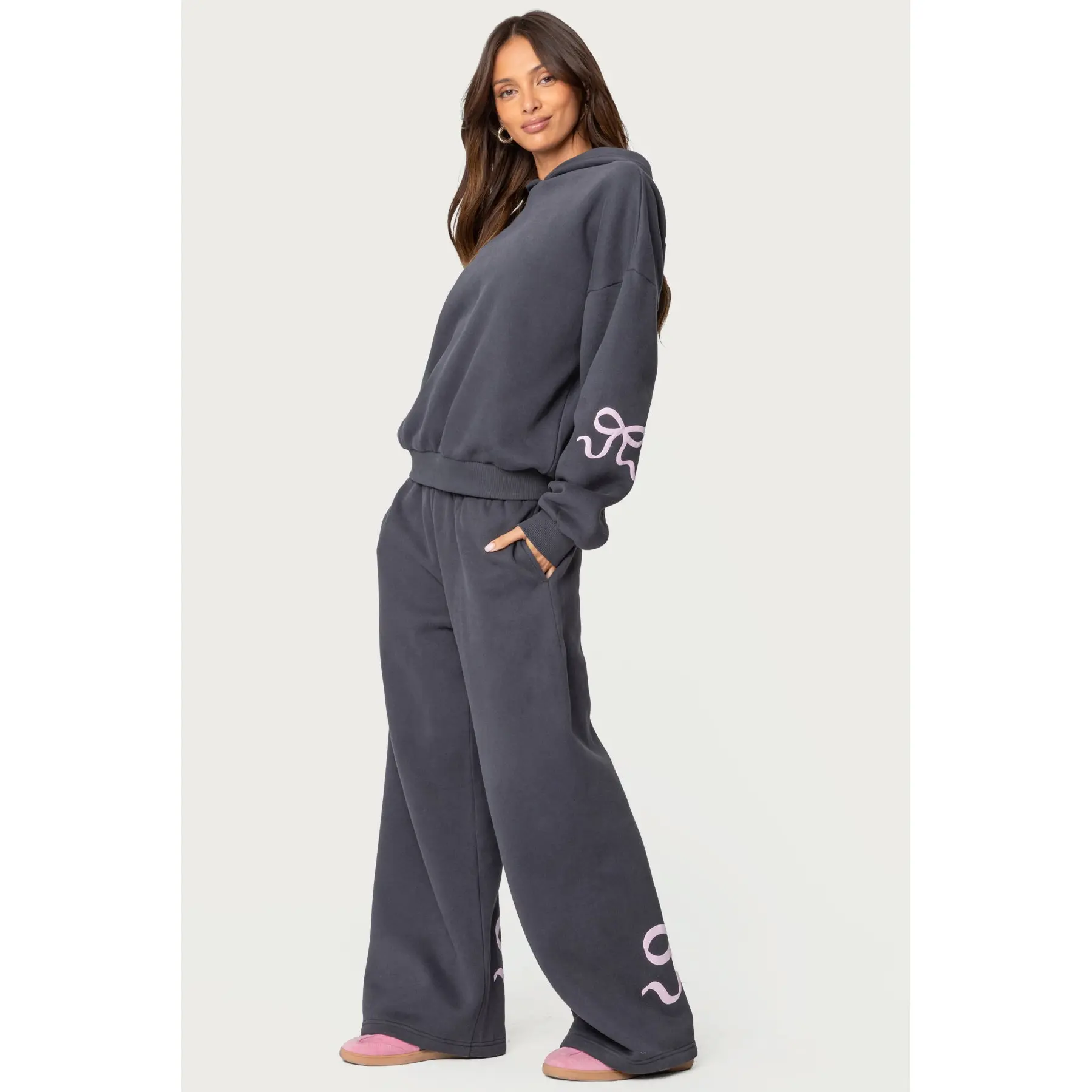 Women Bonney Bow Detail Sweatpants Casual Drawstring Elastic Waist Lounge 2026