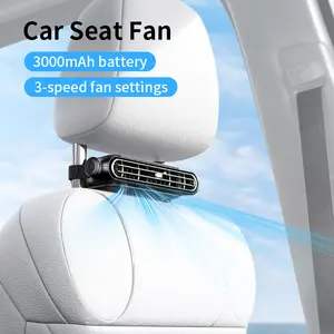 Car Seat Velcro Fan: 3 Adjustable Speeds, Built-In 3000mAh Battery, USB Charging, Suitable For Cars, Golf Carts, And Travel RVs