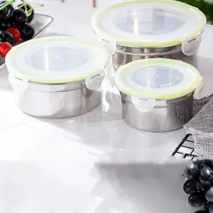 1pc Stainless Steel Food Storage Container with Lid, Leakproof and Reusable Fridge Box for Sauces and Snacks, Ideal for Dough and Meal Prep