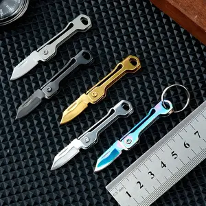 Mini Stainless Steel Folding Knife, Tactical Knives, Edc Pocket Knife with Keychain, Lightweight Compact Outdoor Camping Daily Carry Gift