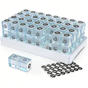 Monthly Pill Box, Twice Daily Use, Includes Number and Date Stickers, Essential Medication Organizer, Practical Pharmacy Solution, Healthcare