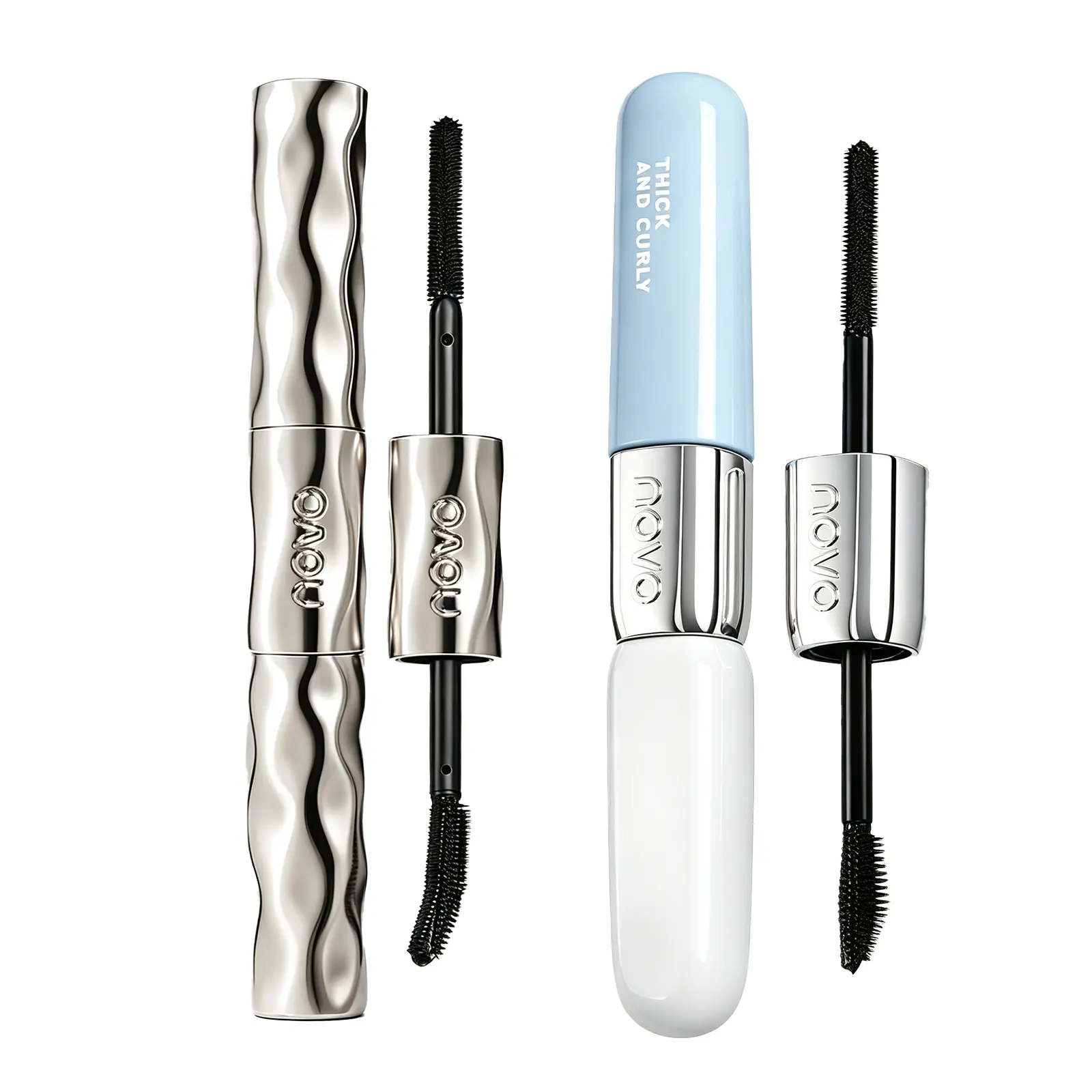 2 Pcs Long Lasting Curling Mascara, Waterproof Smudge-Proof Volumizing Lash Makeup, Dual Head  Brush Lifting Black Mascara, No Clump Thick Eyelash Cosmetic for Women Daily Party Makeup