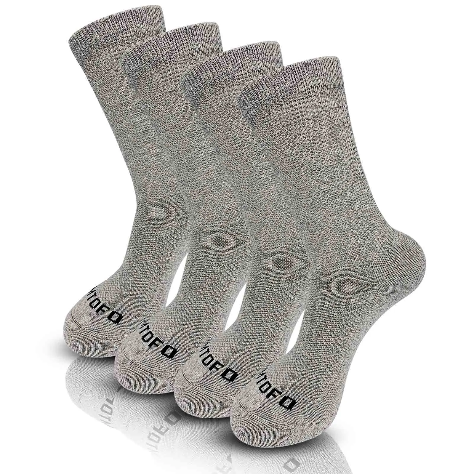 Women's Diabetic Crew Socks - 4-Pair, Non-Binding, Elastic Seamless Loose Fabric, Breathable Cotton Spandex Nylon Blend, Moisture-Wicking Sweat-Absorbent Lightweight Socks for Neuropathy Athletic Use, Unisex, Adjustable Elastic Mid-Calf Socks