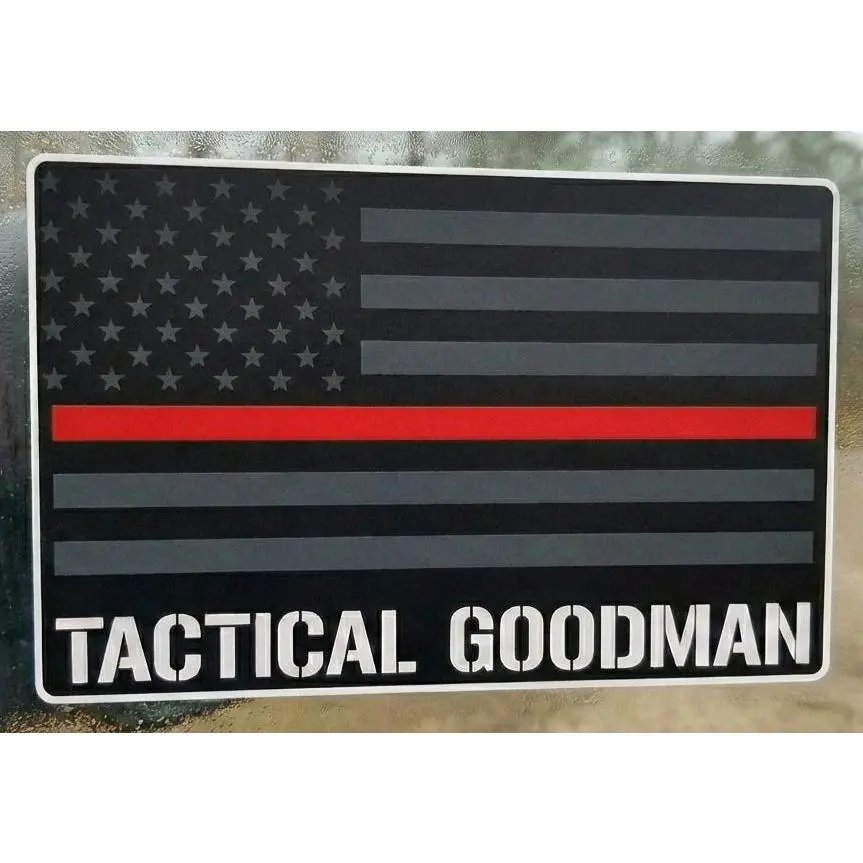 Thin Red Line Flag Tactical Decal - Scuff-Resist Coat, UV-Protected Vinyl, Easy Apply for Cars/Trucks, Goodman Window or Helmet Use, 3"-20" Tall, Regular or Reflective Finish, Decals