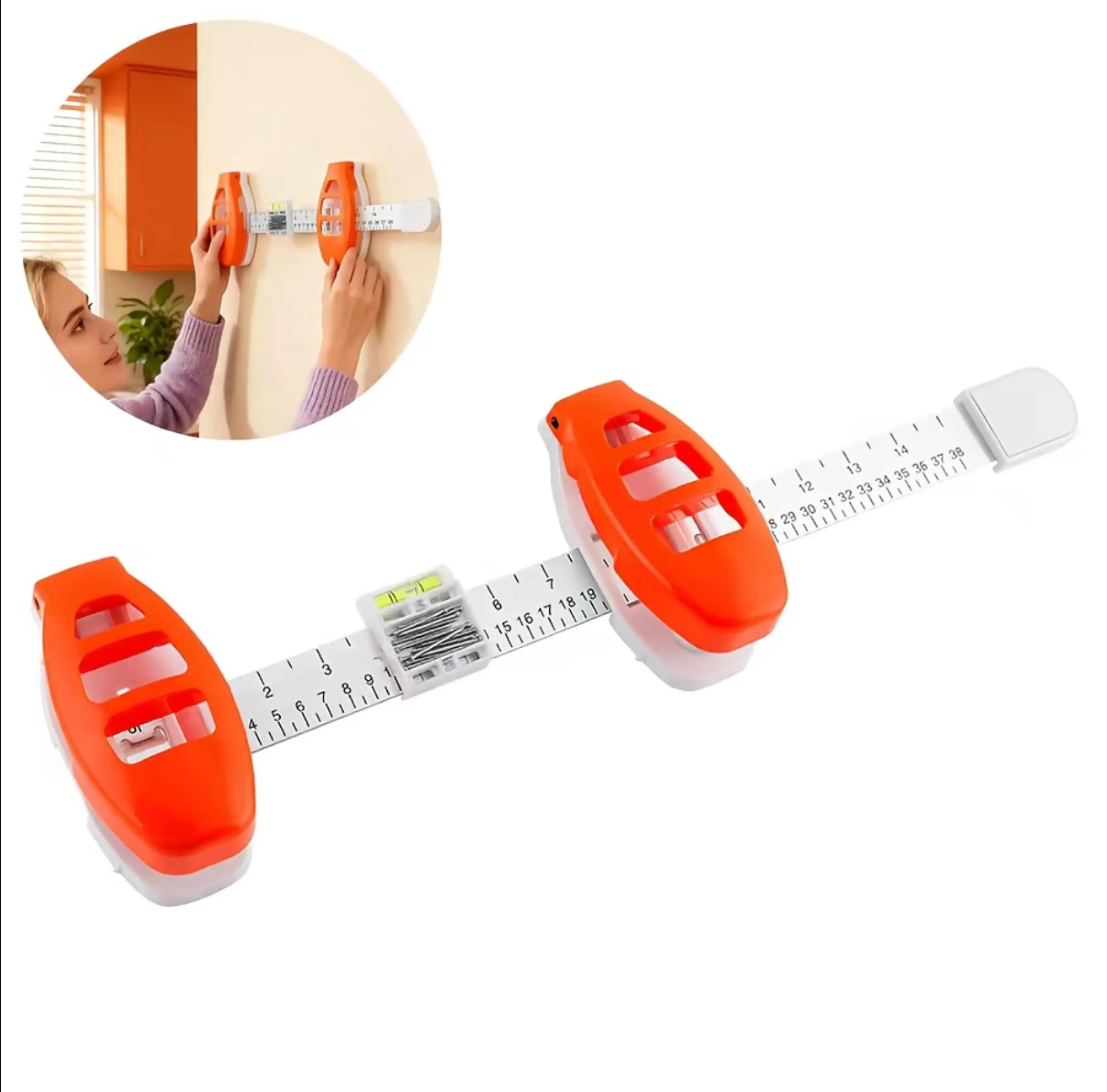 Picture Hanging Tool with Level, Frame Hanging Kit for Straight Level Hanging, Wall Mount Measuring Tool with Ruler and Marker, No Guesswork Home Decor Hanging Helper