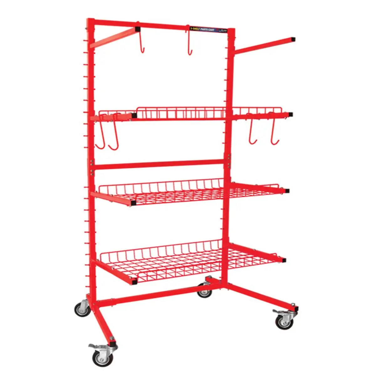 212 MAIN 3-Layer Organiser Rolling Cart - 70lb Capacity, Adjustable Utility Cart with Arm, Lockable Casters, Display Storage for Home Supplies, Office Organization, Rolling Cart Organization
