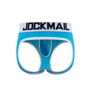 Fitok JOCKMAIL Men's Underwear Modal Briefs Thong Double Twin Trousers Push Up Scrotum Pocket White Socks