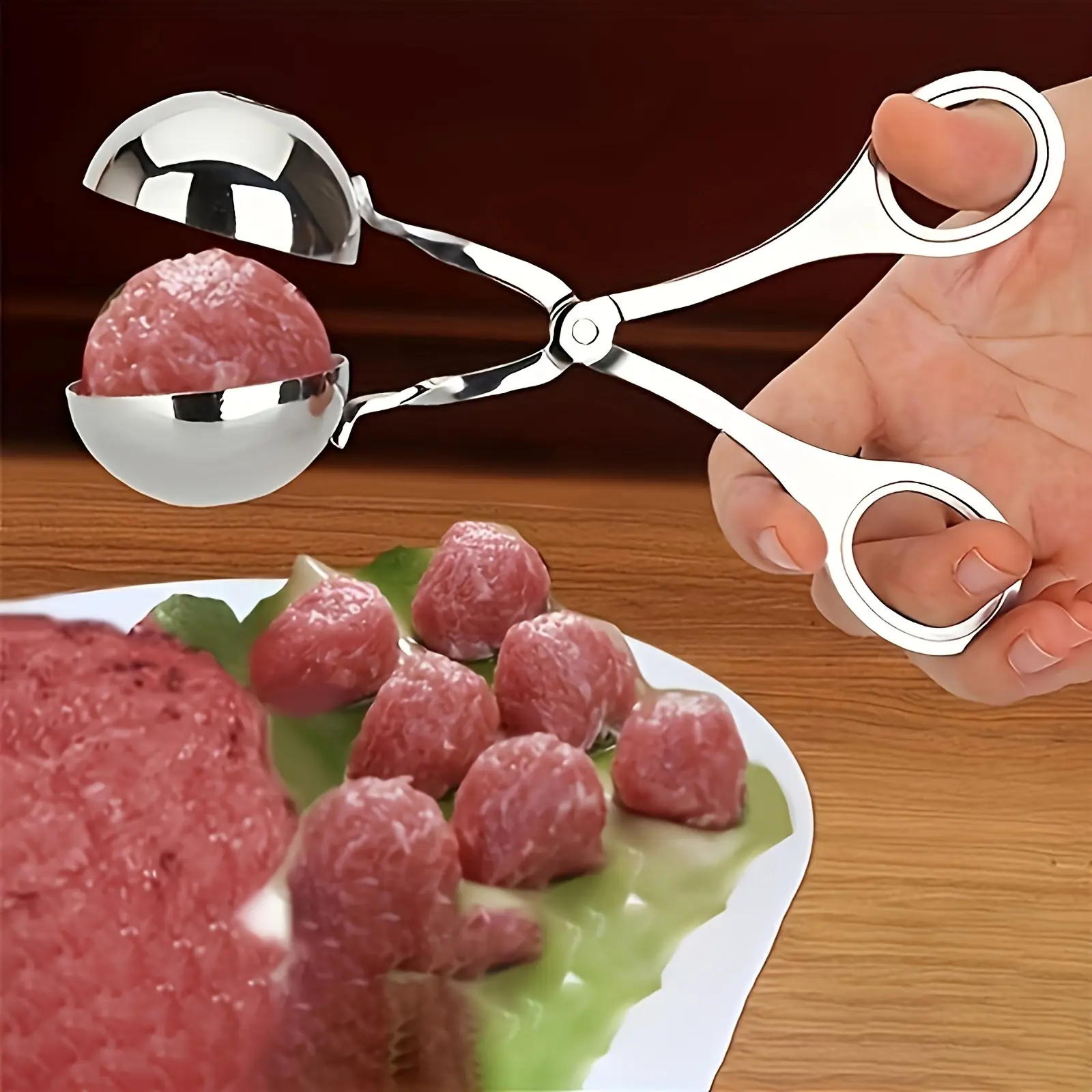 2025 HOT Easy-Squeeze Stainless Steel Meatball Maker - Perfect for Outdoor Camping & Kitchen Use, Non-Stick & Easy to Clean