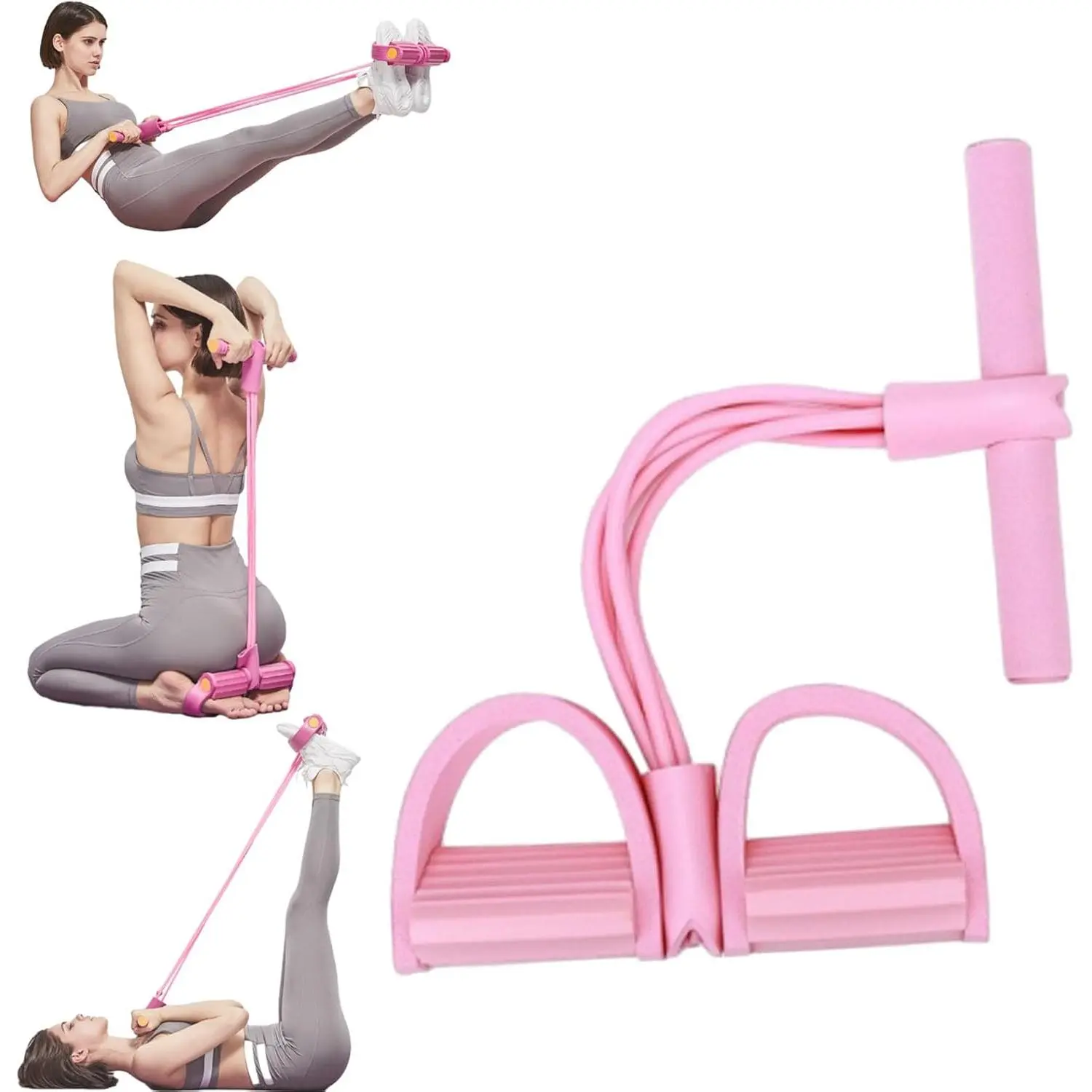 21 Fitness Resistance Bands-6 Tube Pedal Ankle Puller, Pedal Ankle Puller Resistance Bands, Pedal Resistance Band with Handle, Suitable for Men and Women Fitness Training Aid