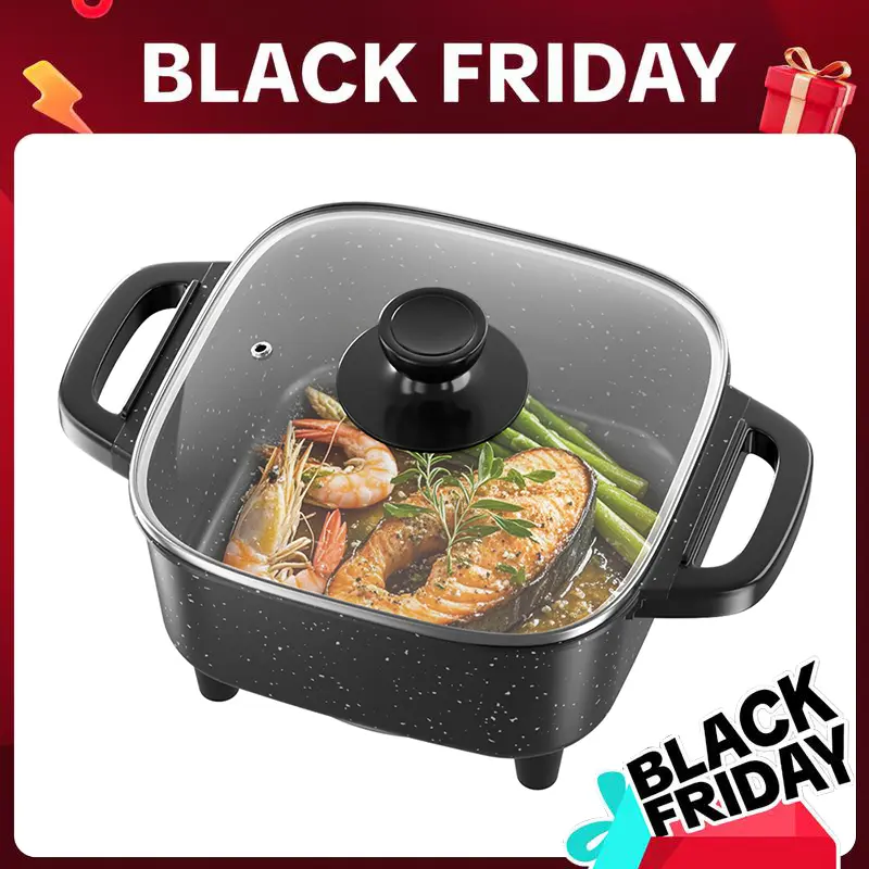 AORAN 1500w non-stick electric frying pan, can be used to fry steak, eggs, and boil milk. It is suitable for small meals and quick cooking. Say goodbye to oversized pots and cook with smarter pots.