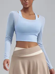 Women's Elegant Solid Color Mesh Vest Top with Padded Cups, Slim Fit Design, Perfect for Casual Daily Wear, Spring & Fall Season